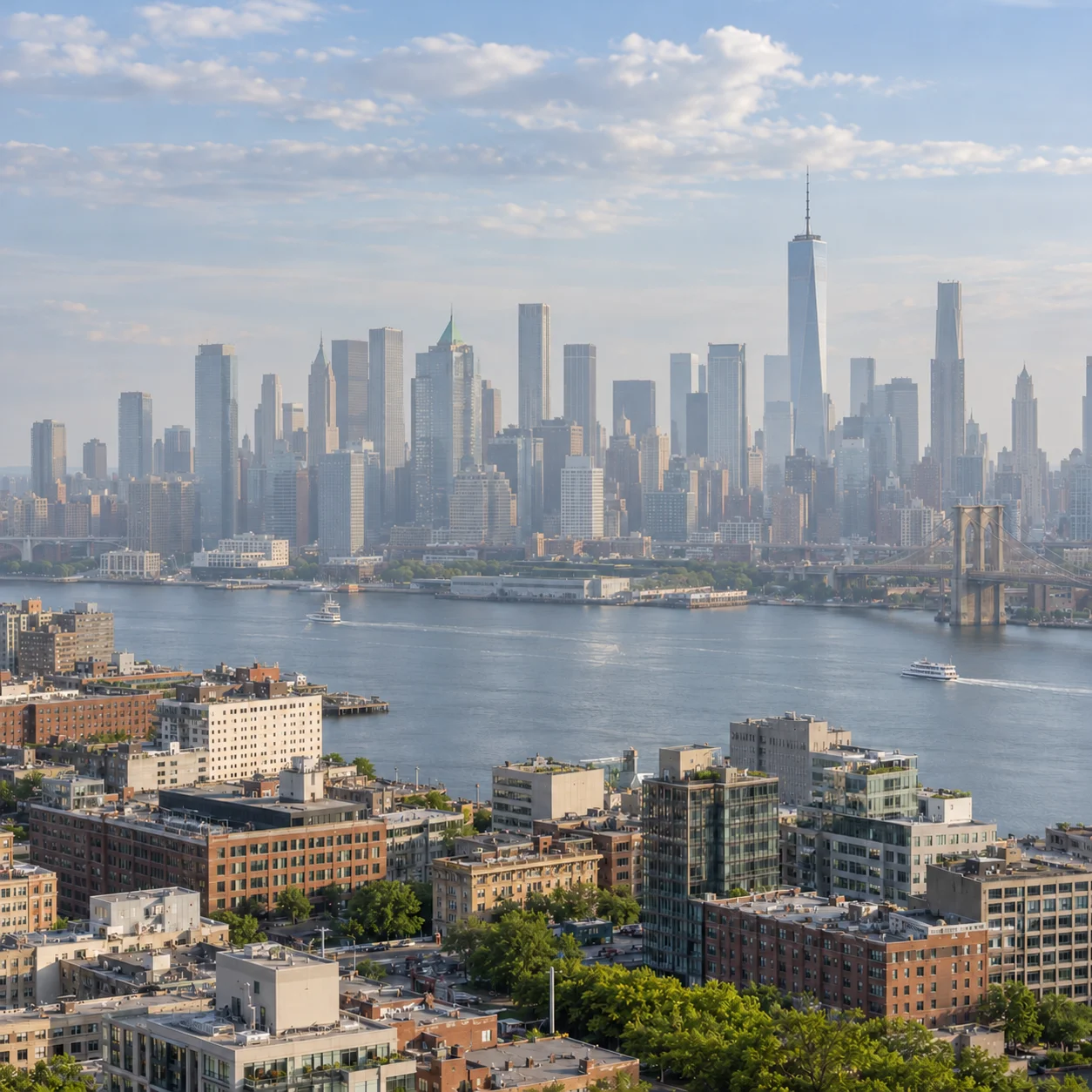 A Washed-Out City Skyline Example — Before: atmospheric haze softens the scene before photo dehazing