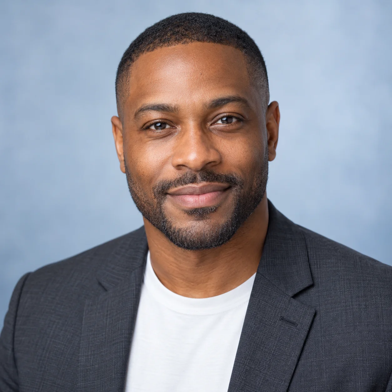 Headshot after AI portrait enhancement with clearer facial detail