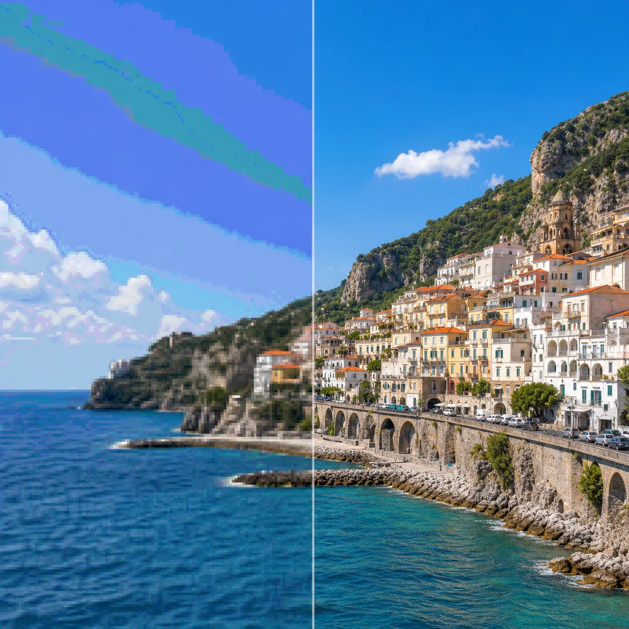Use AI to remove JPEG artifacts caused by heavy compression, repeated saving, old uploads, screenshots, messaging apps, and low-quality exports.